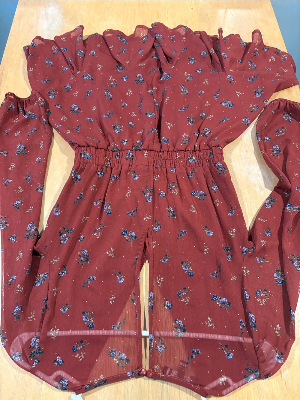 Trixxi ~ Rust Floral layered Long-Sleeve Dress - Picture 5 of 5